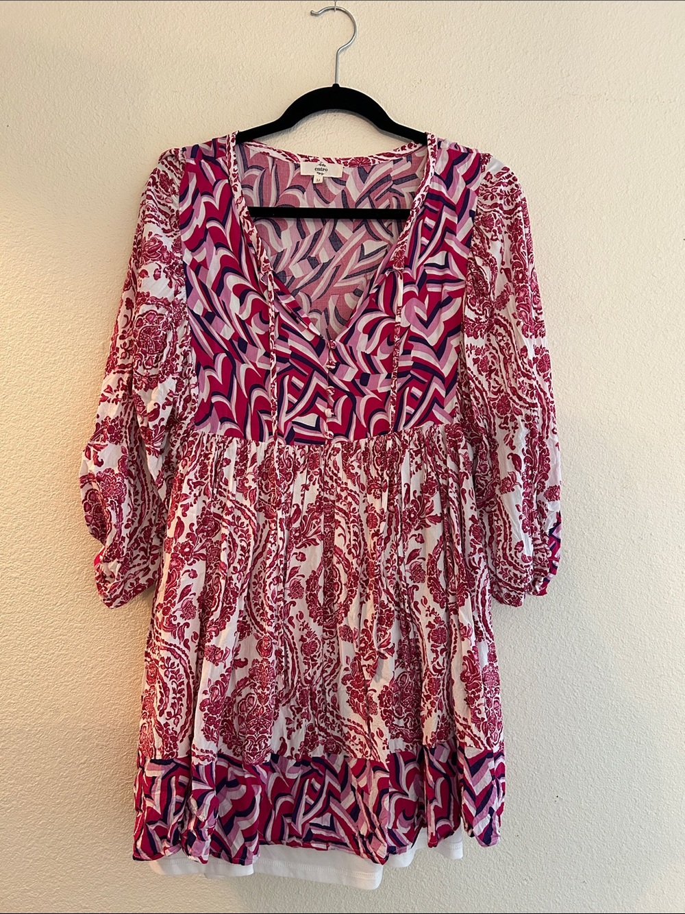 entro Pink and White Paisley Mini Dress